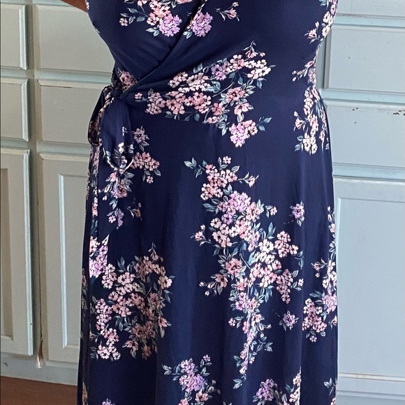 Dark blue  floral print hi low dress xl - Picture 7 of 12